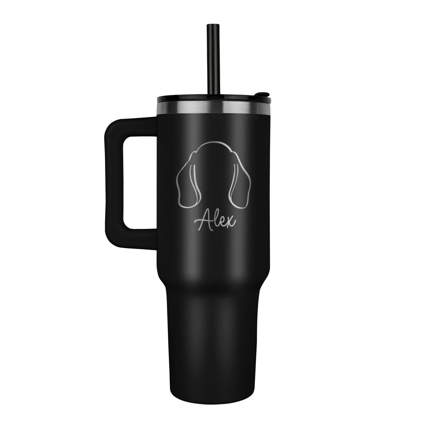 Custom Pet Name & Outline Tumbler – Personalized Dog & Cat Cup with Straw