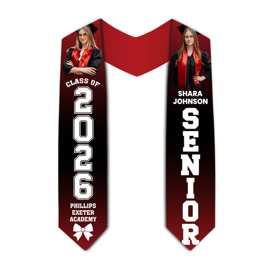 Class of 2026 senior stole personalized with pictures