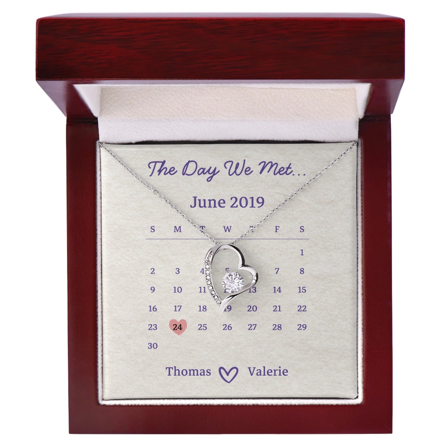 Forever Love Necklace – Custom Calendar Gift for the Day You Met Your Wife or Girlfriend