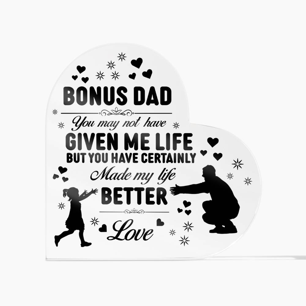 Bonus Dad Plaque – Personalized Father’s Day Gift from Stepdaughter or Stepson