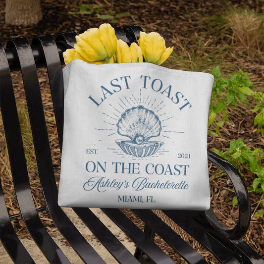Customized "Last Toast on the Coast" Bachelorette Tote Bag