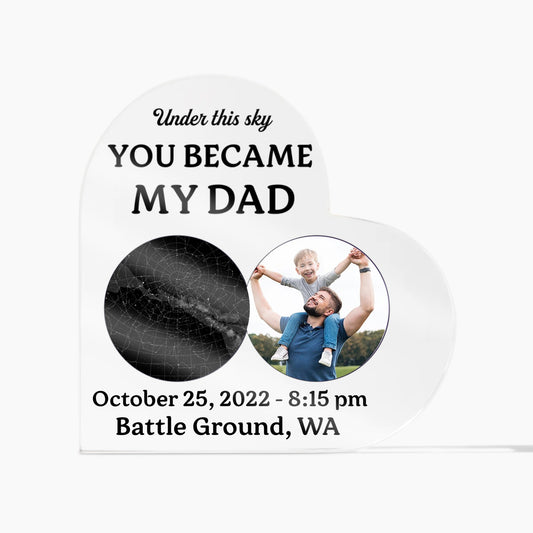 To My Father Custom Star Map Dad Plaque – “You Became My Dad” Gift