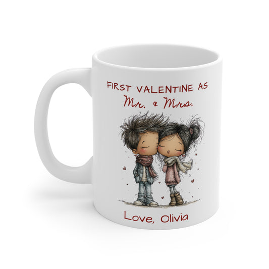 First Valentine as Mr. & Mrs. Mug – Personalized Valentine’s Day Mug for Newlyweds