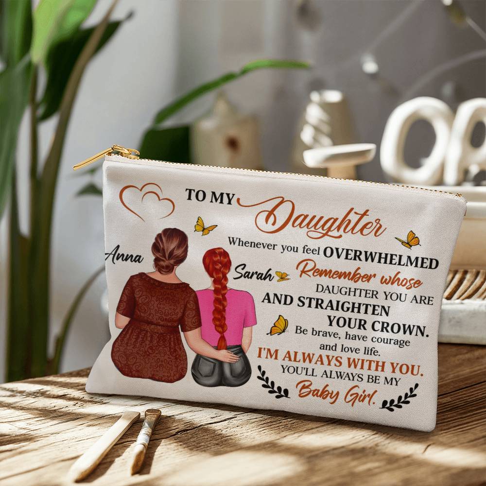 Personalized Makeup Bag from Mom to Daughter – Custom Gift with Names | Inspirational Mother to Daughter Birthday or Graduation Gift