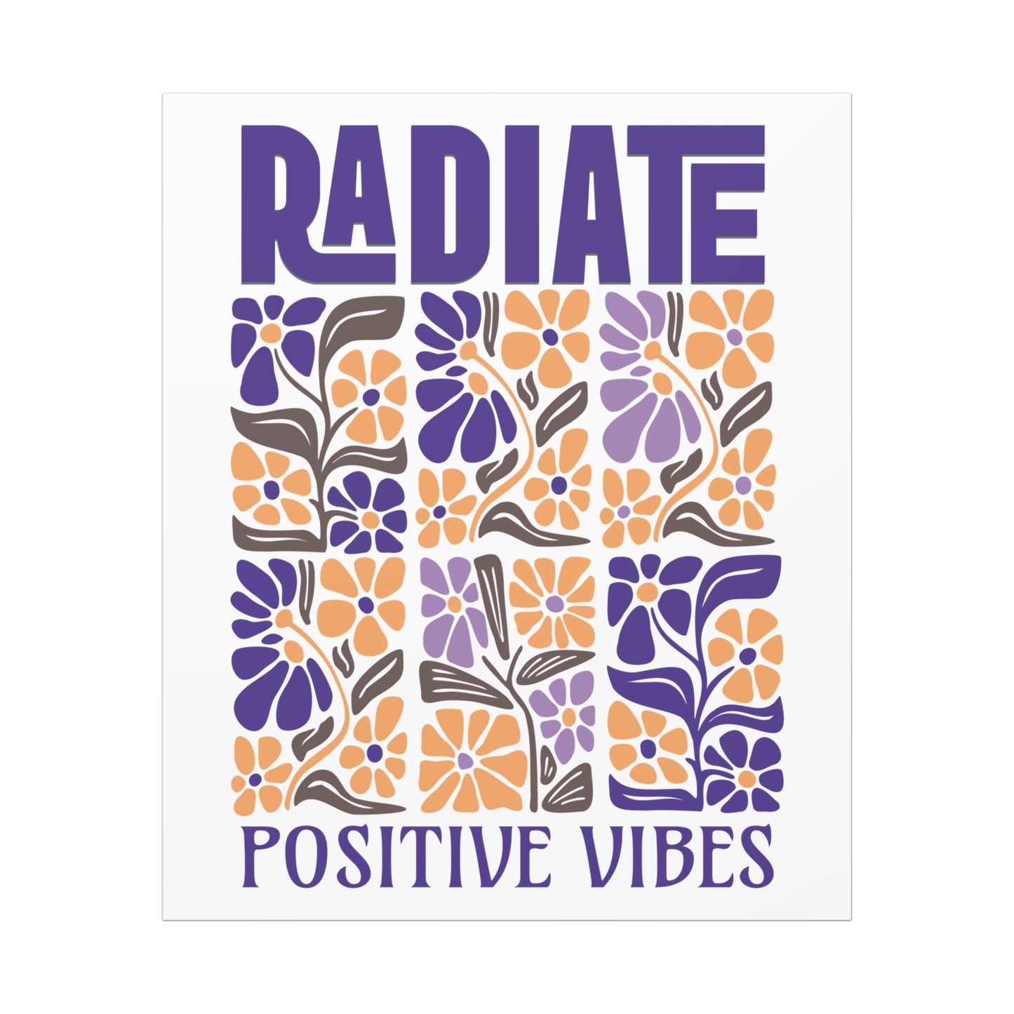 Radiate Positive Vibes – Boho Floral Canvas Wall Art | Inspirational Quote Décor