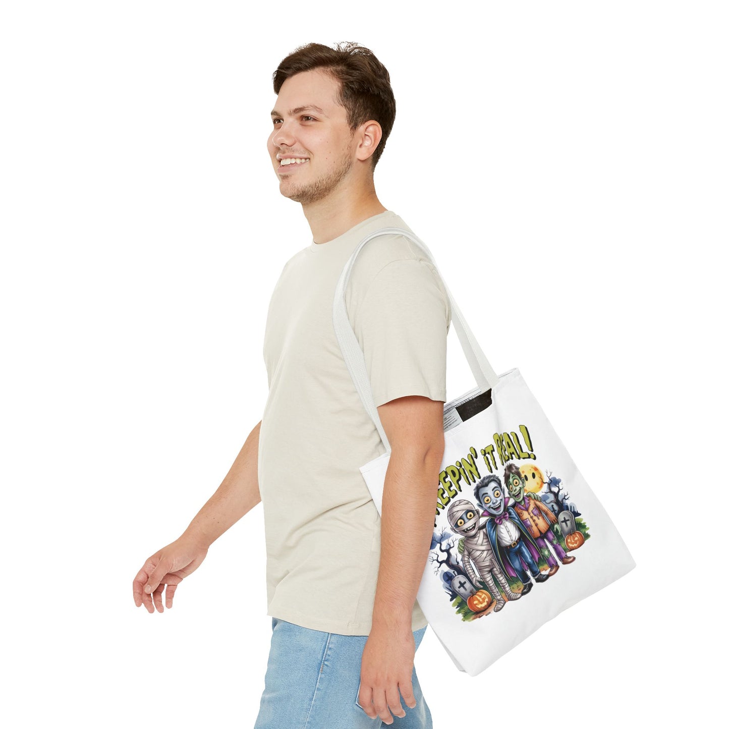 Creepin' It Real Halloween Tote Bag – Funny Trick-or-Treat Bag for Kids & Adults