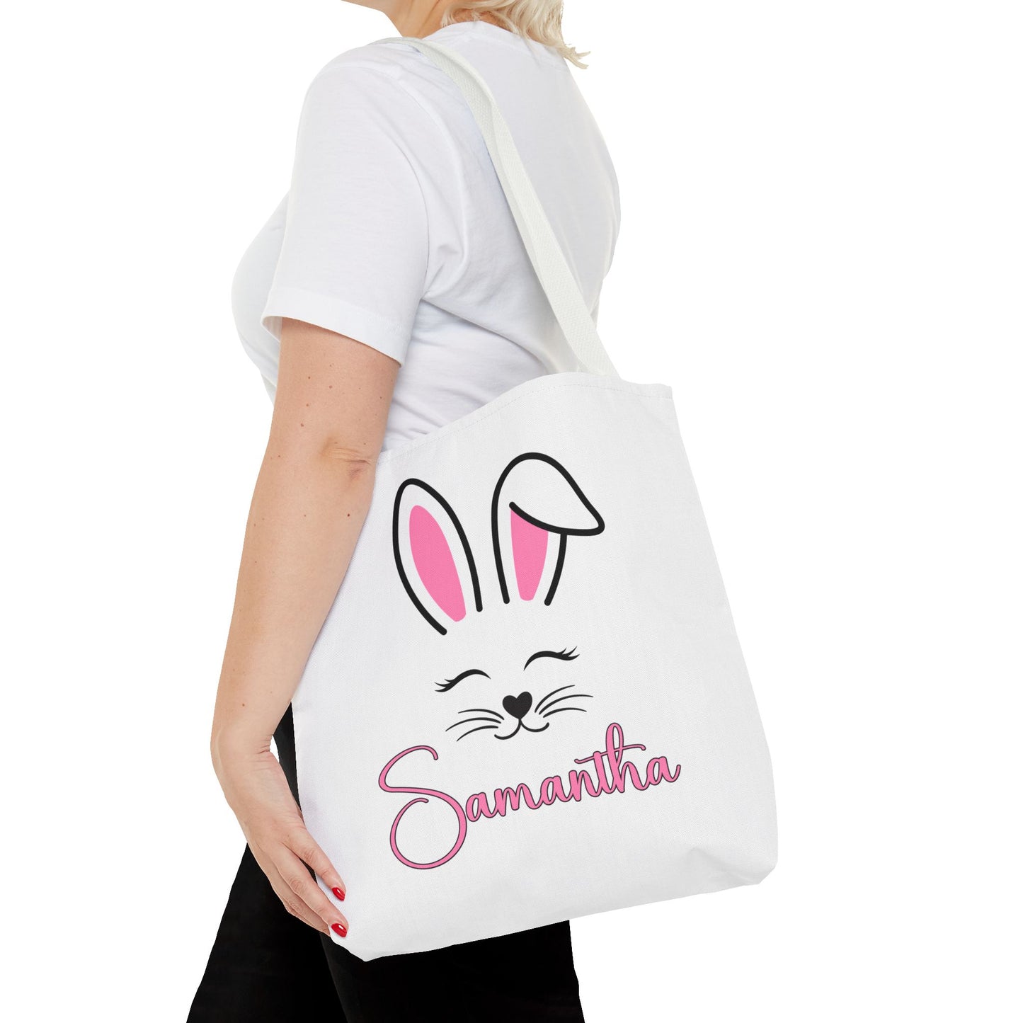 Personalized Easter Bunny Tote Bag – Custom Name Bag for Kids