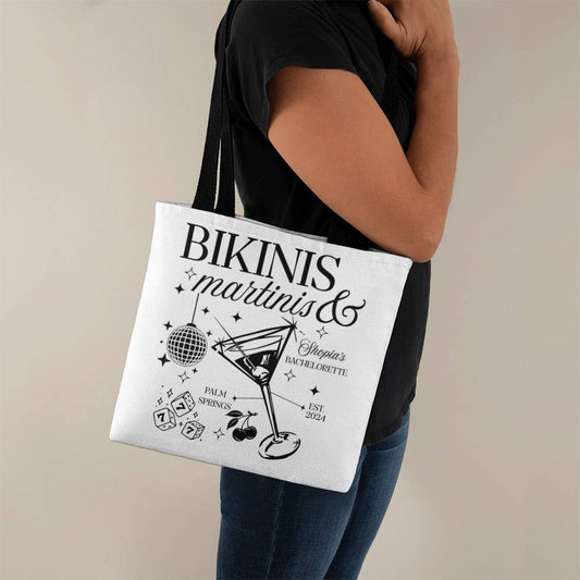 Custom "Bikinis & Martinis" Bachelorette Party Tote Bag – Personalized Bridal Beach Bag