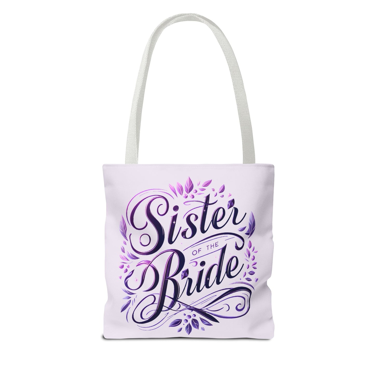 Sister of the Bride Tote Bag – Wedding Party Gift, Bridal Shower Accessory, Purple Floral Design