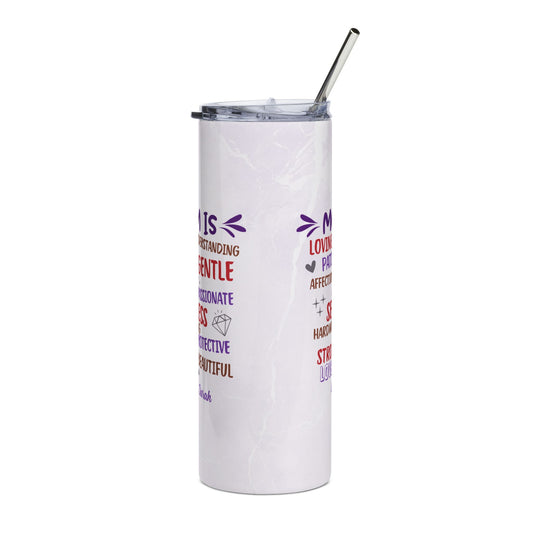 Mom Is" Personalized Word Cloud Tumbler – Custom Name | Loving Patient Strong Beautiful | Sentimental Mother's Day Gift from Kids | 20oz Skinny Tumbler with Straw