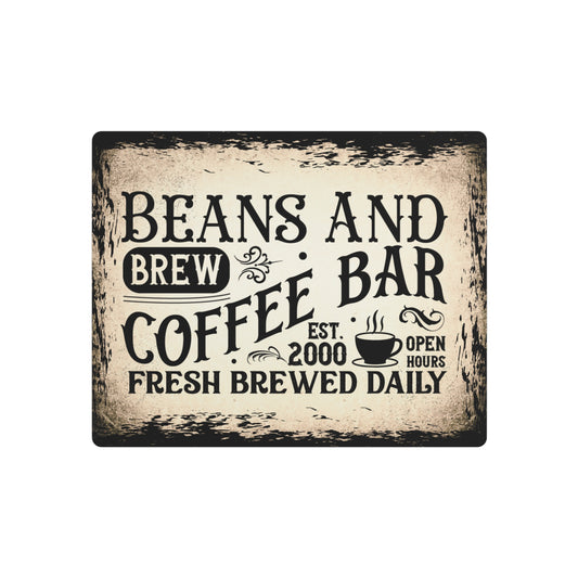 Vintage Coffee Bar Metal Sign Beans and Brew Wall Art