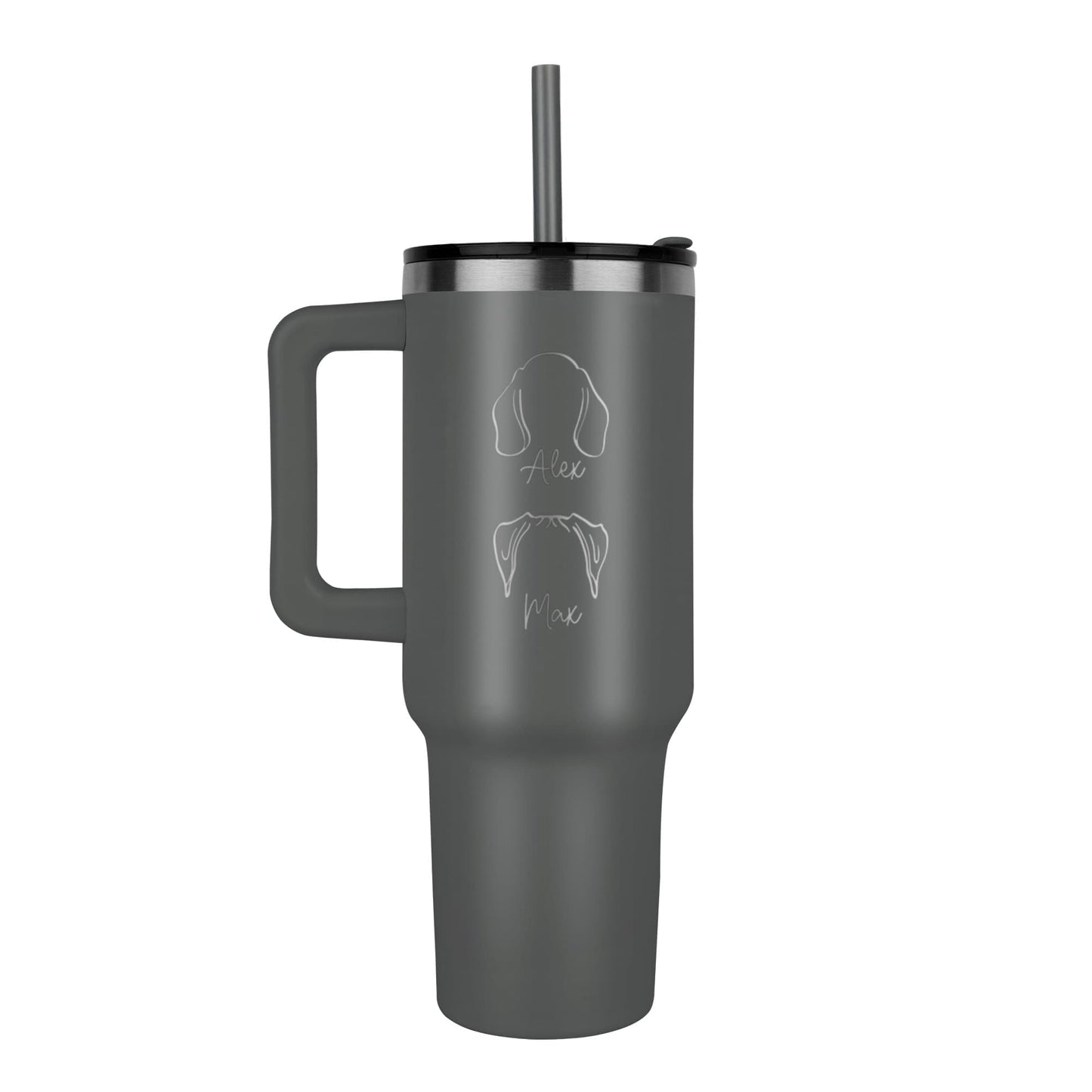 Custom Pet Name & Outline Tumbler – Personalized Dog & Cat Cup with Straw