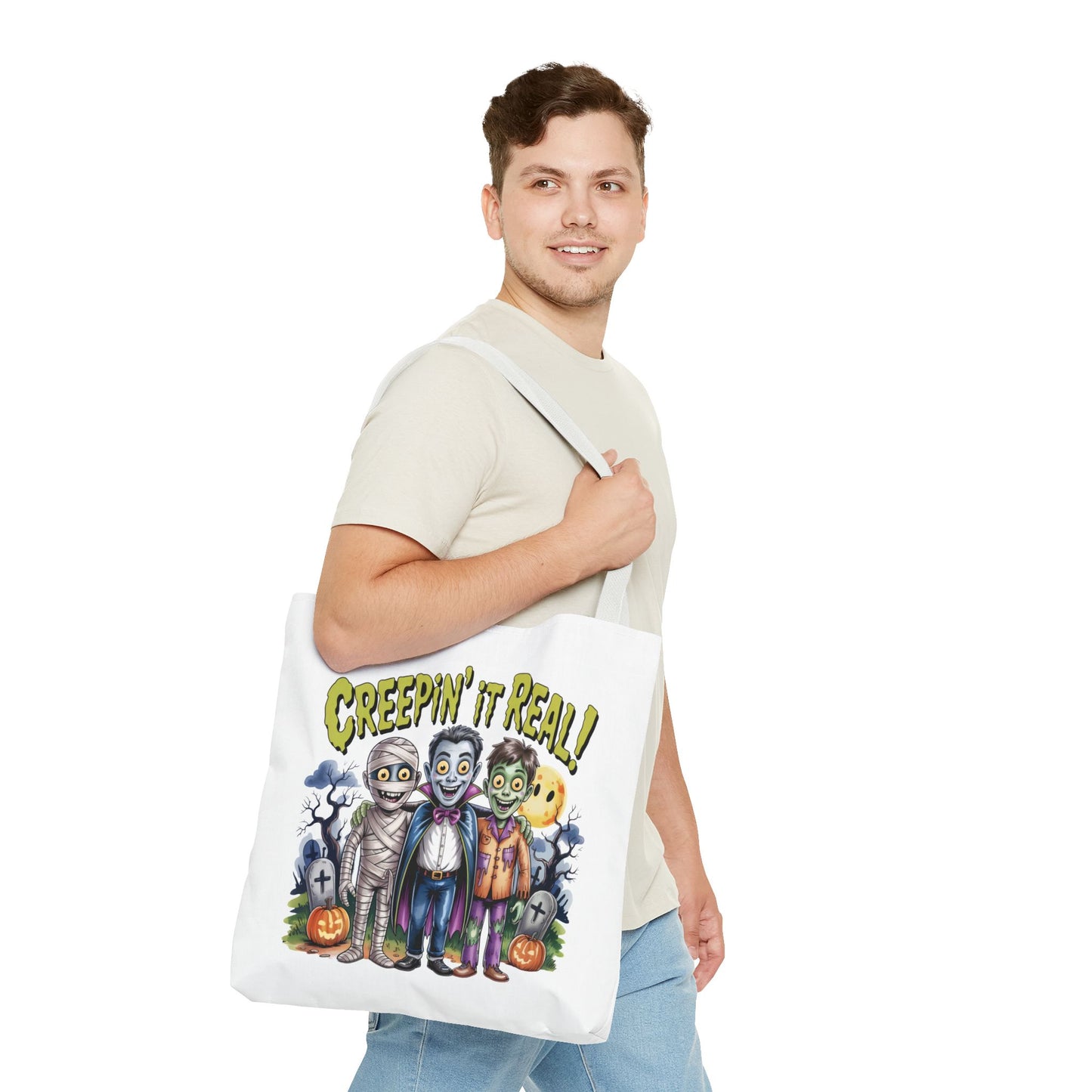 Creepin' It Real Halloween Tote Bag – Funny Trick-or-Treat Bag for Kids & Adults