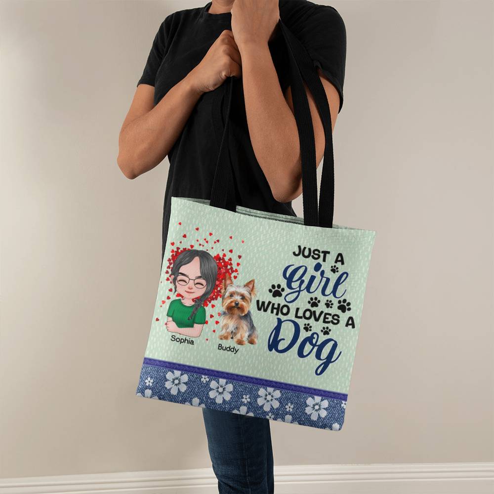 Custom “Just a Girl and Her Dog” Tote Bag with Name