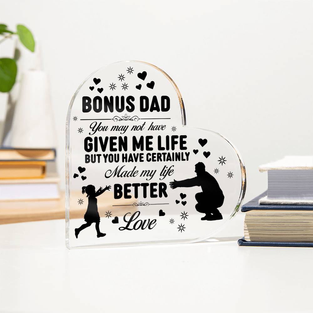 Bonus Dad Plaque – Personalized Father’s Day Gift from Stepdaughter or Stepson