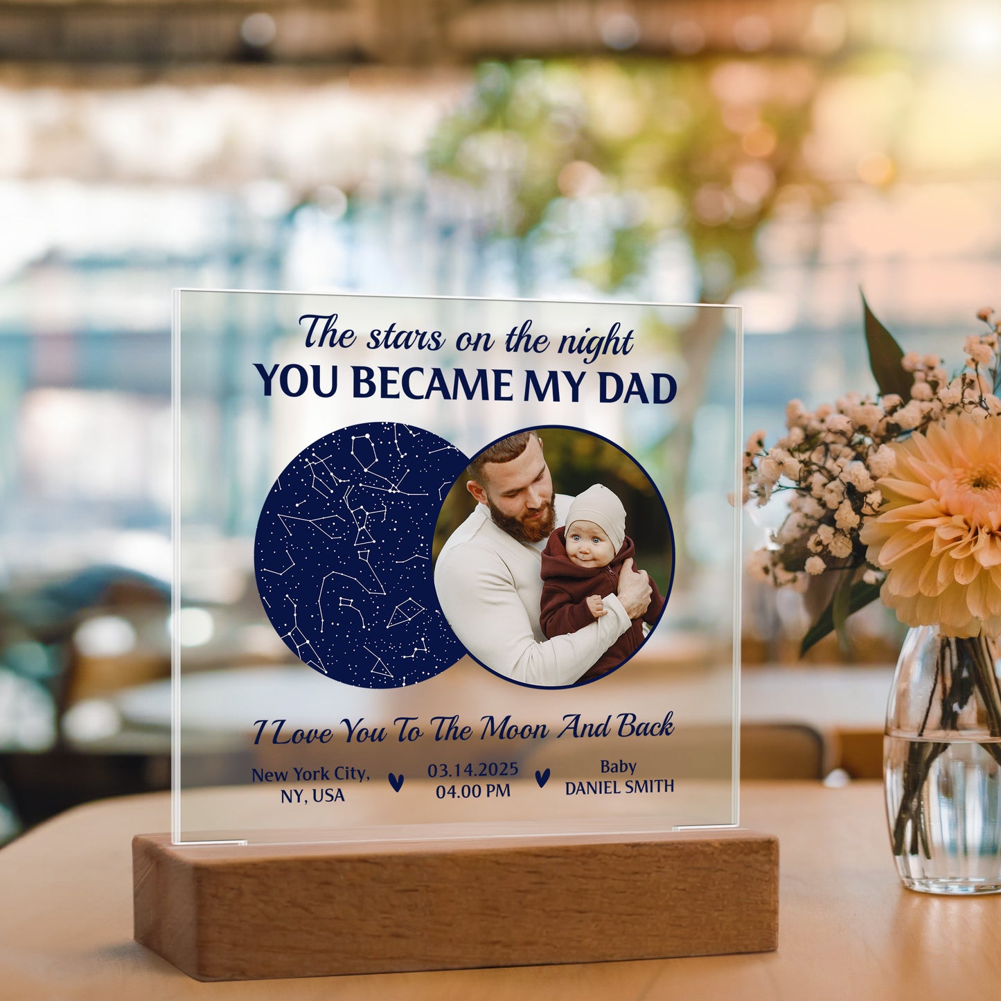 Custom Star Map Acrylic Plaque – “The Night You Became My Dad” Father's Day Keepsake