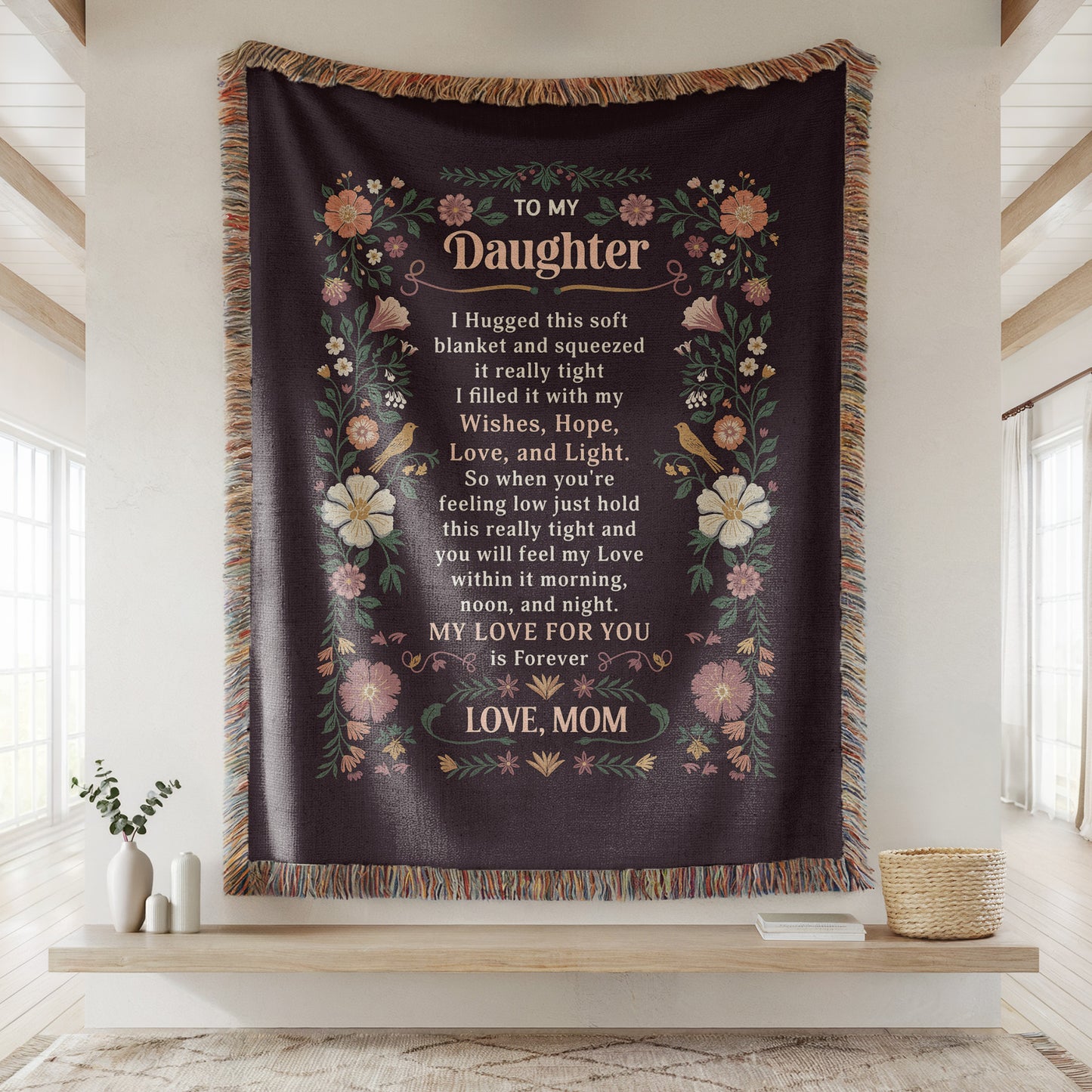 To My Daughter Woven Blanket Love from Mom Gift Cozy Throw