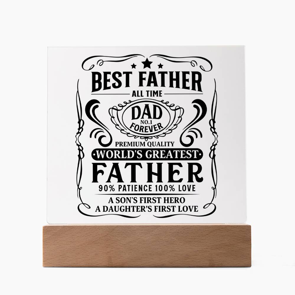 World’s Greatest Father Acrylic Plaque – Best Dad Gift for Father’s Day or Birthday