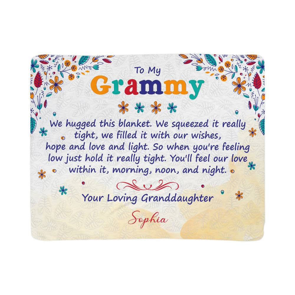 Personalized Grammy Sherpa Fleece Blanket from Granddaughter