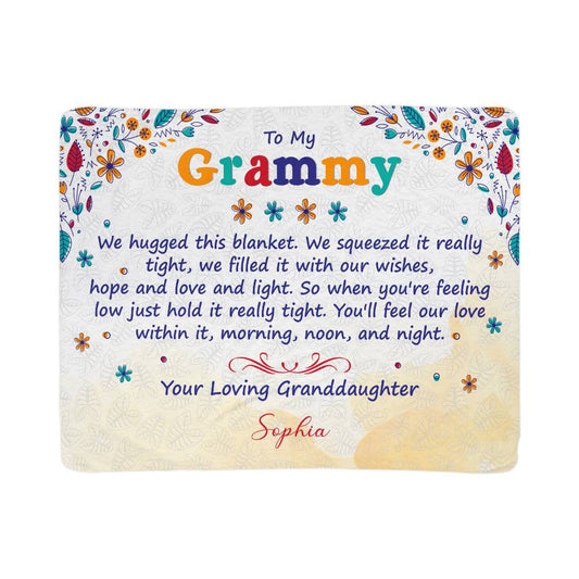 Personalized Grammy Sherpa Fleece Blanket from Granddaughter