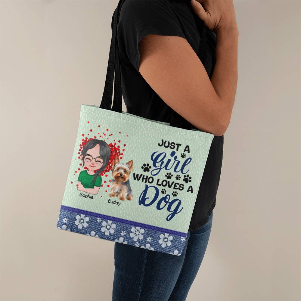 Custom “Just a Girl and Her Dog” Tote Bag with Name