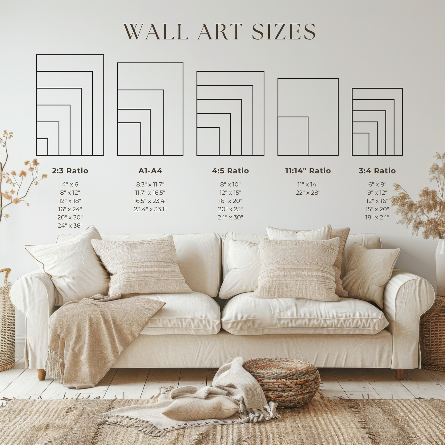 Botanical Geometric Wall Art – Abstract Nature Print with Earthy Tones and Modern Design