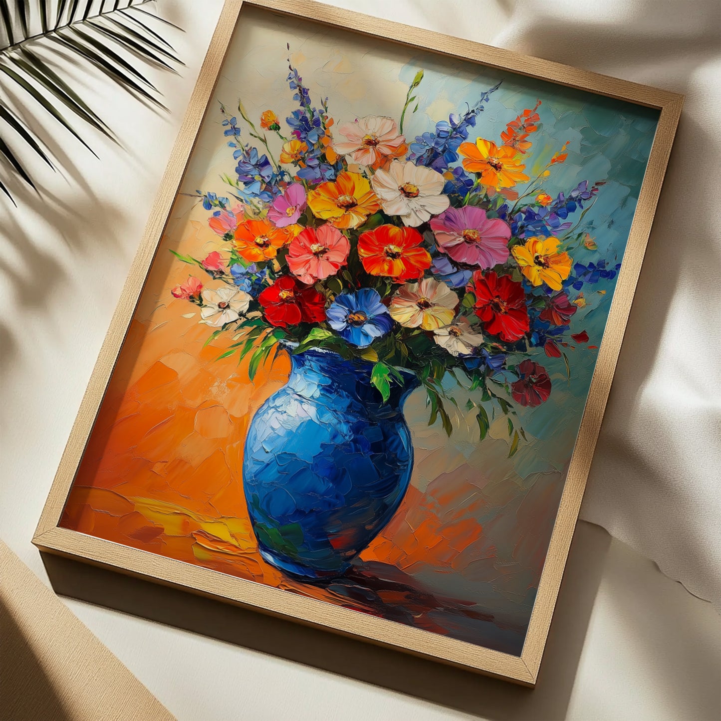 Floral Vase Wall Art – Colorful Print of Bold Impressionist Flower Painting