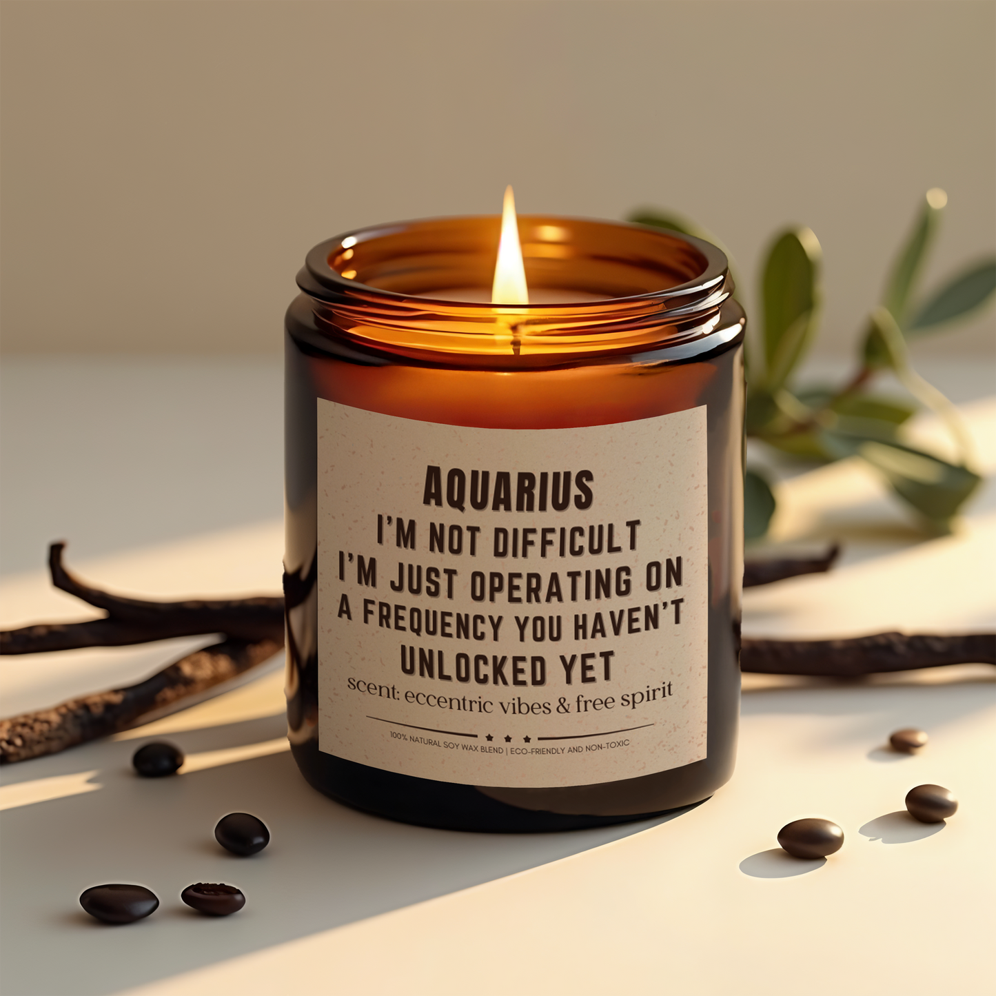 Funny Aquarius Zodiac Scented Candle - Eco-Friendly Charm