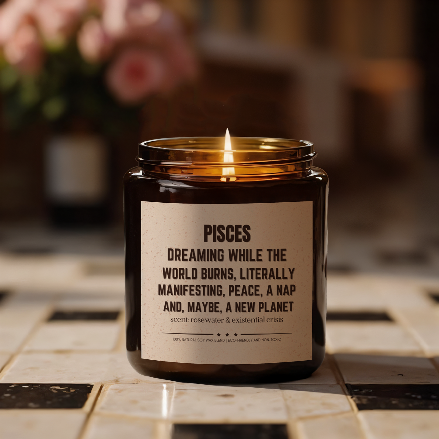 Funny Pisces Zodiac Scented Candle for Joyful Aromas