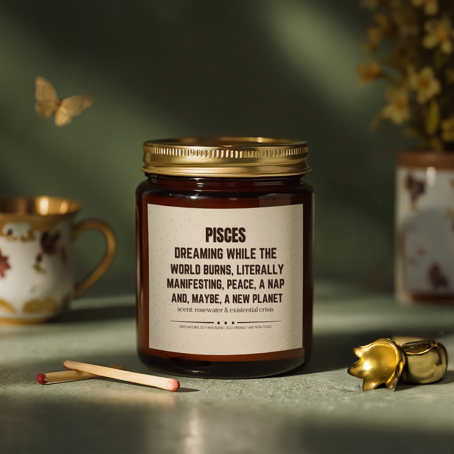 Funny Pisces Zodiac Scented Candle for Joyful Aromas