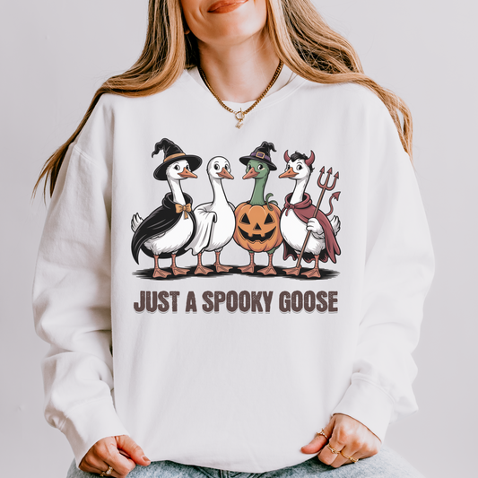 Just a Spooky Goose Sweatshirt – Funny Halloween Crewneck