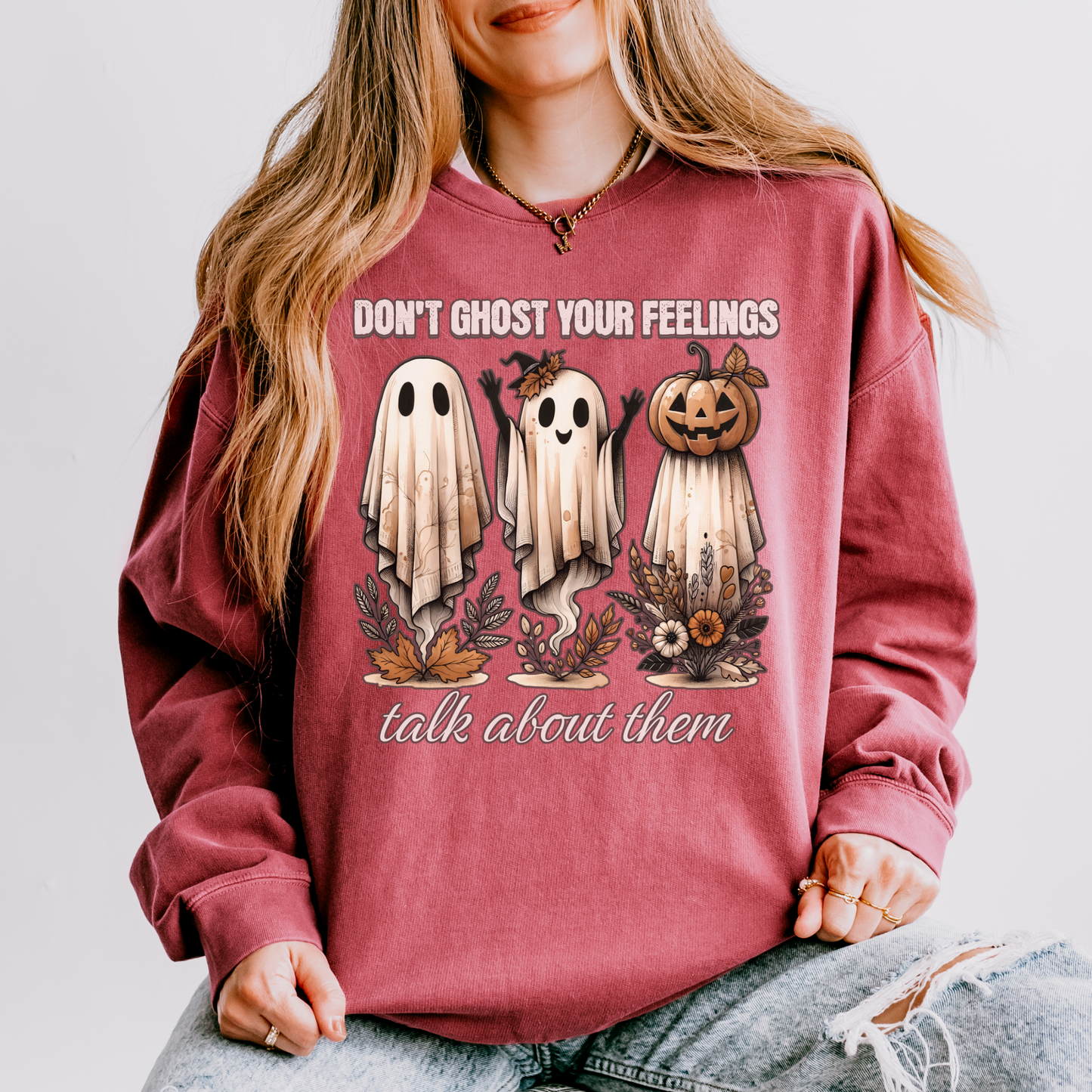 Don’t Ghost Your Feelings Sweatshirt – Mental Health Halloween Crewneck