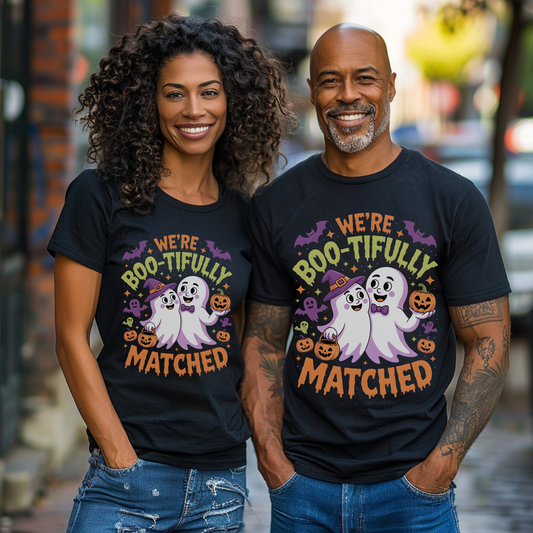 We're Boo-tifully Matched Couples Halloween Ghost T-Shirt