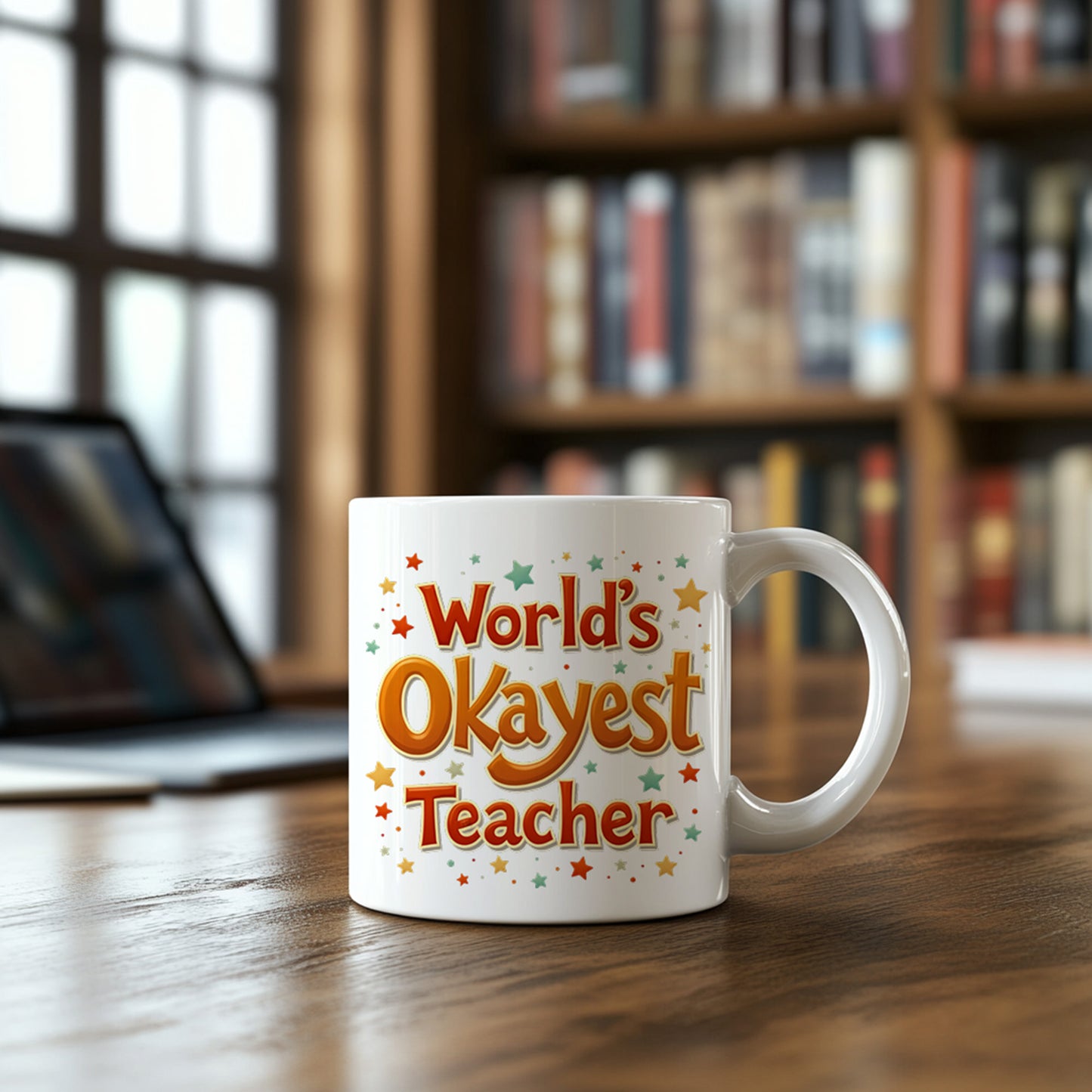World’s Okayest Teacher Mug – Funny Teacher Appreciation Coffee Cup Gift for End of Year, Christmas, or Back to School