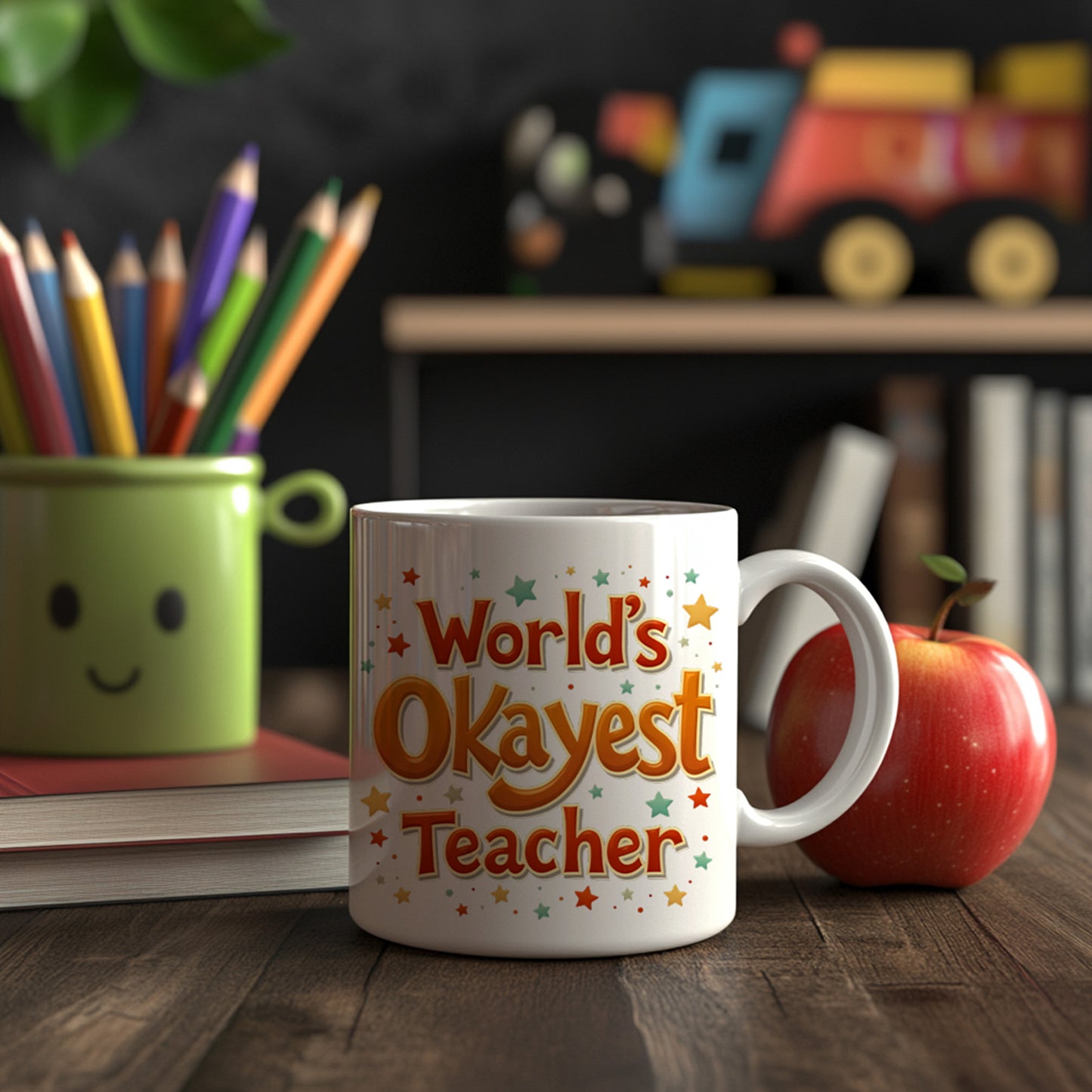 World’s Okayest Teacher Mug – Funny Teacher Appreciation Coffee Cup Gift for End of Year, Christmas, or Back to School