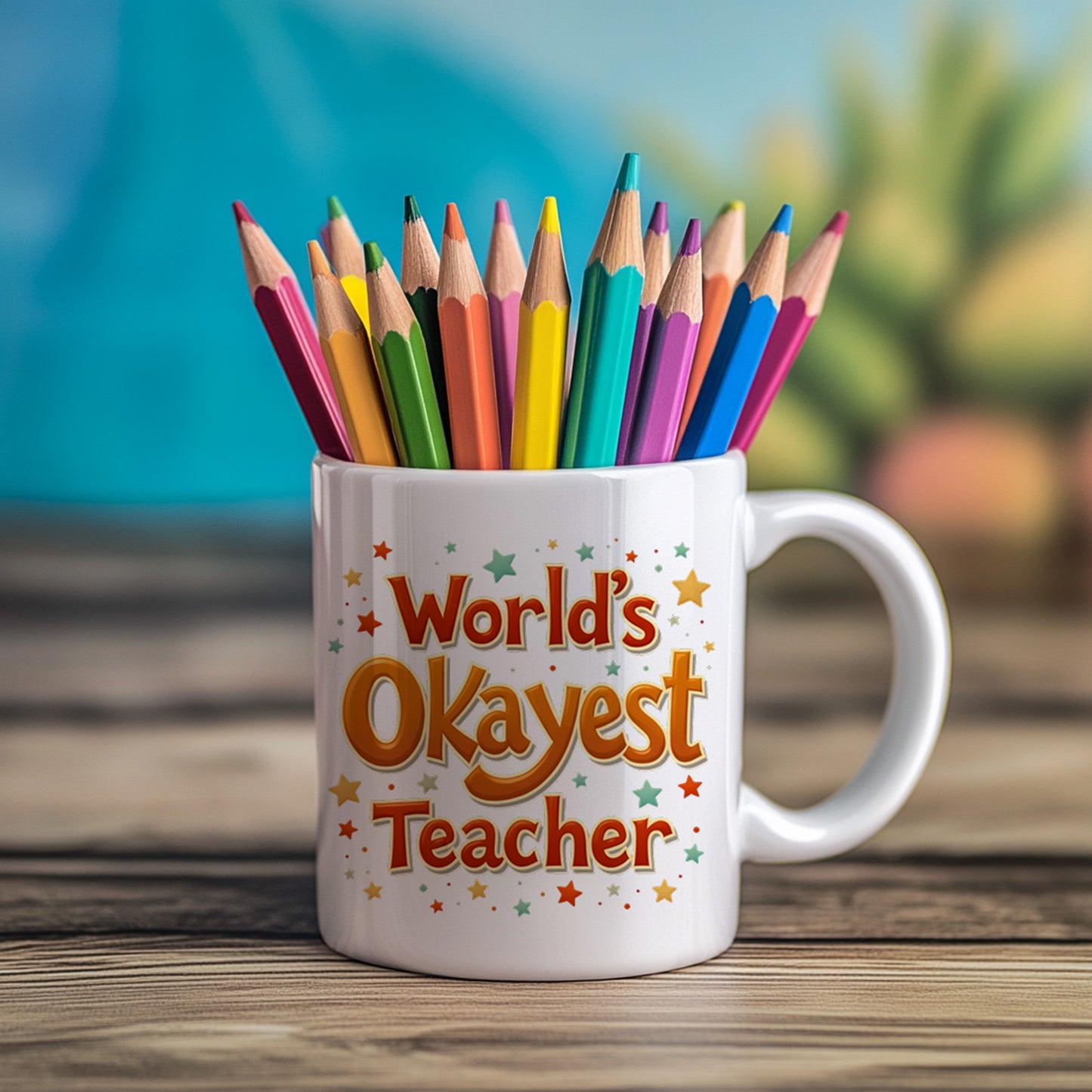 World’s Okayest Teacher Mug – Funny Teacher Appreciation Coffee Cup Gift for End of Year, Christmas, or Back to School