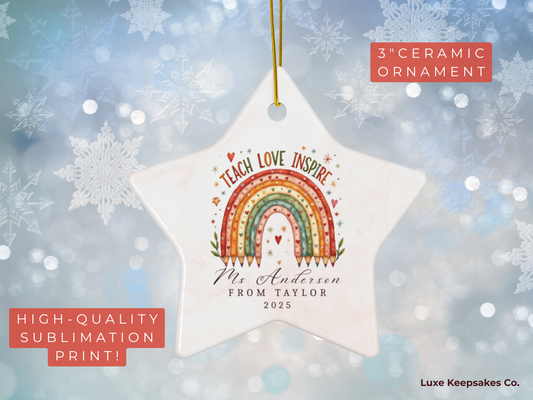 Personalized Teacher Ornament - Christmas Ornament for Teachers - Custom Name Gift