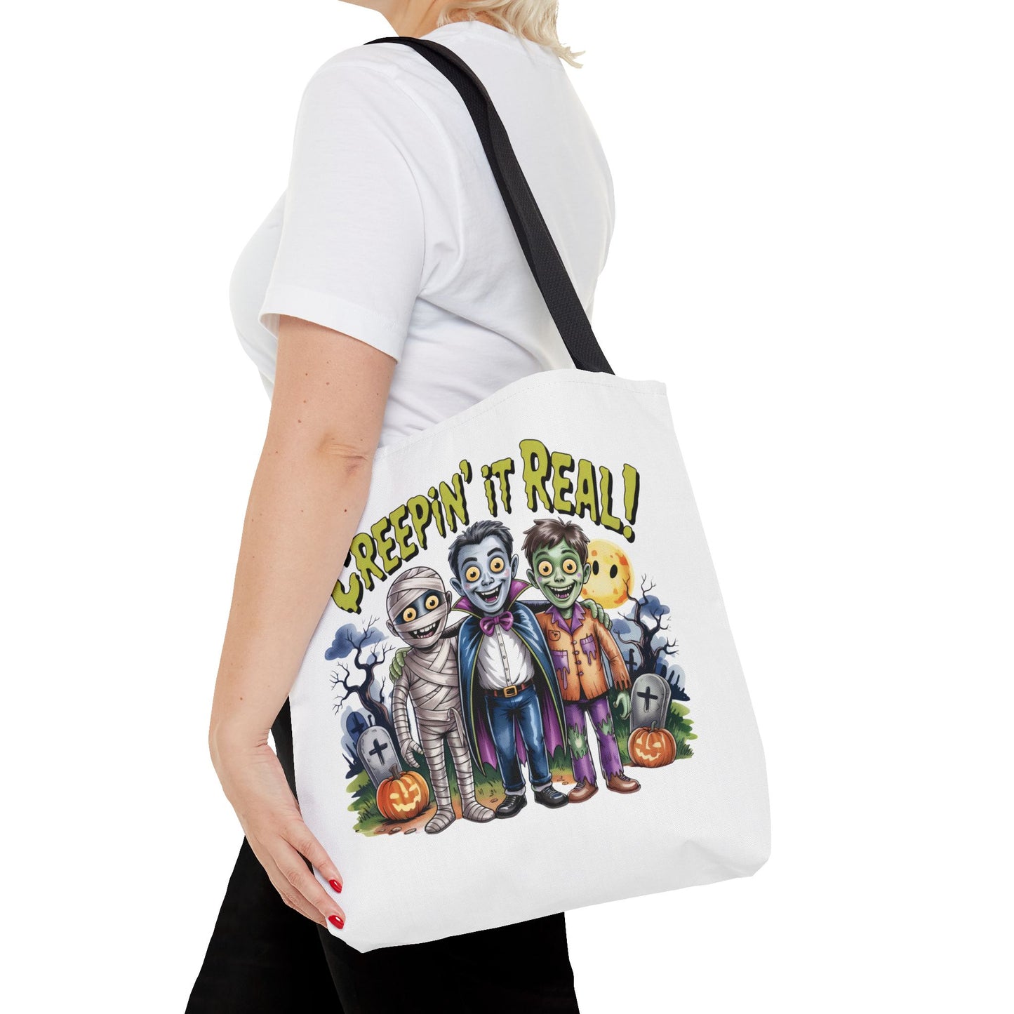 Creepin' It Real Halloween Tote Bag – Funny Trick-or-Treat Bag for Kids & Adults