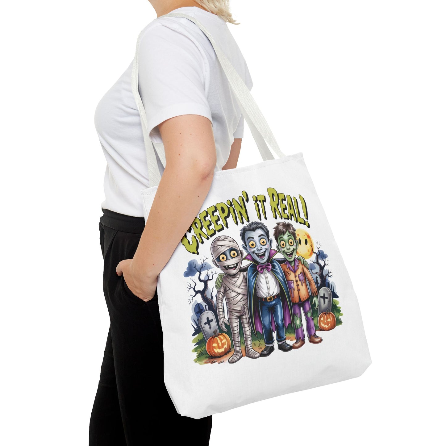 Creepin' It Real Halloween Tote Bag – Funny Trick-or-Treat Bag for Kids & Adults