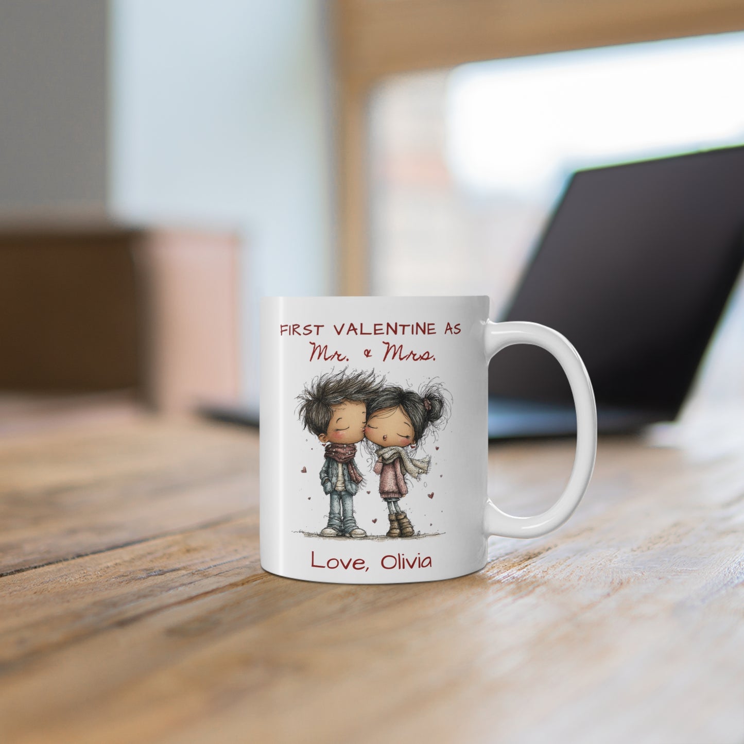 First Valentine as Mr. & Mrs. Mug – Personalized Valentine’s Day Mug for Newlyweds
