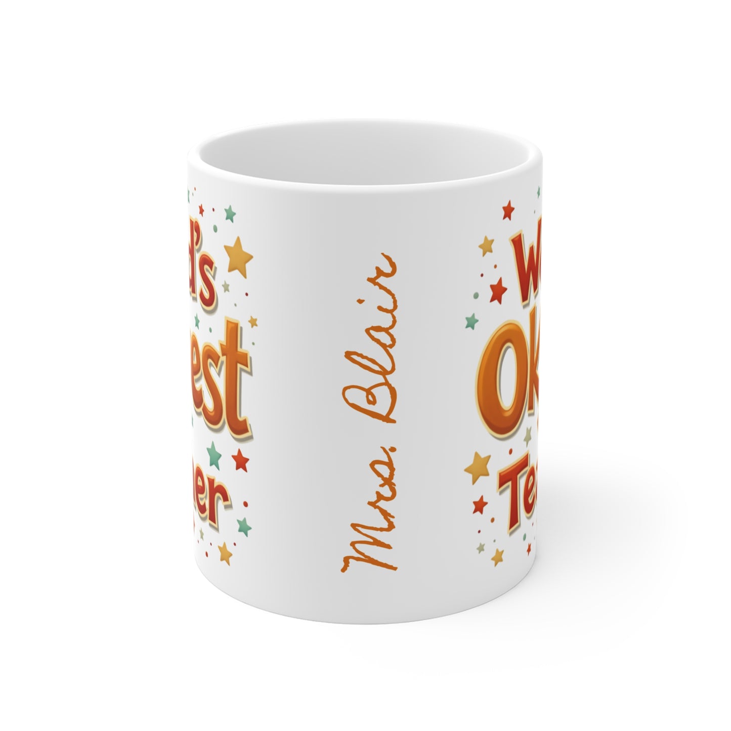 World’s Okayest Teacher Mug – Funny Teacher Appreciation Coffee Cup Gift for End of Year, Christmas, or Back to School