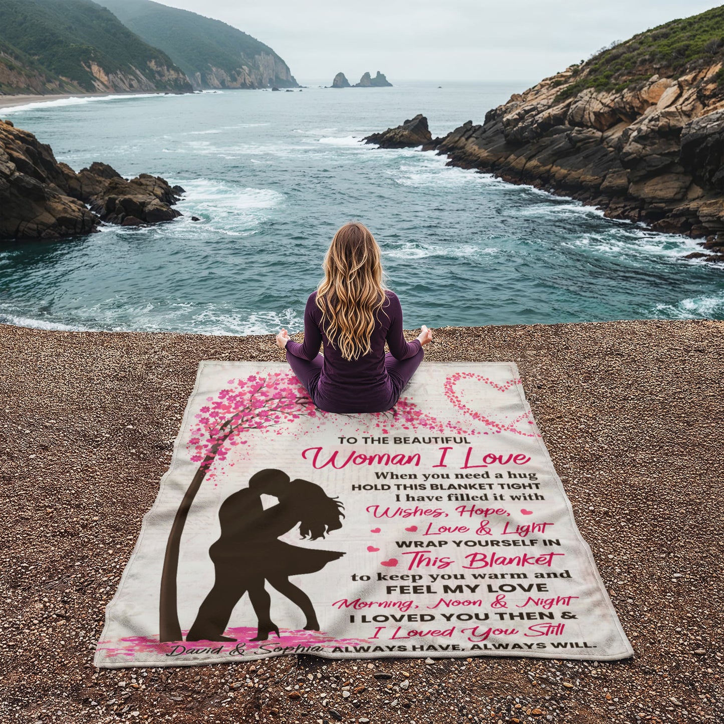 Personalized Valentine Blanket for Her – To the Woman I Love Coral Fleece Blanket, Custom Name Romantic Gift