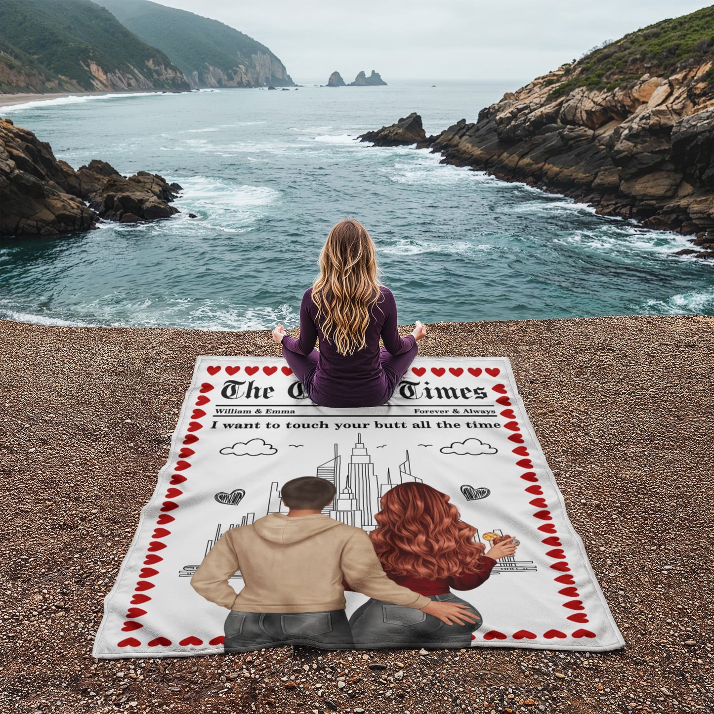 Custom clipart blanket for couples