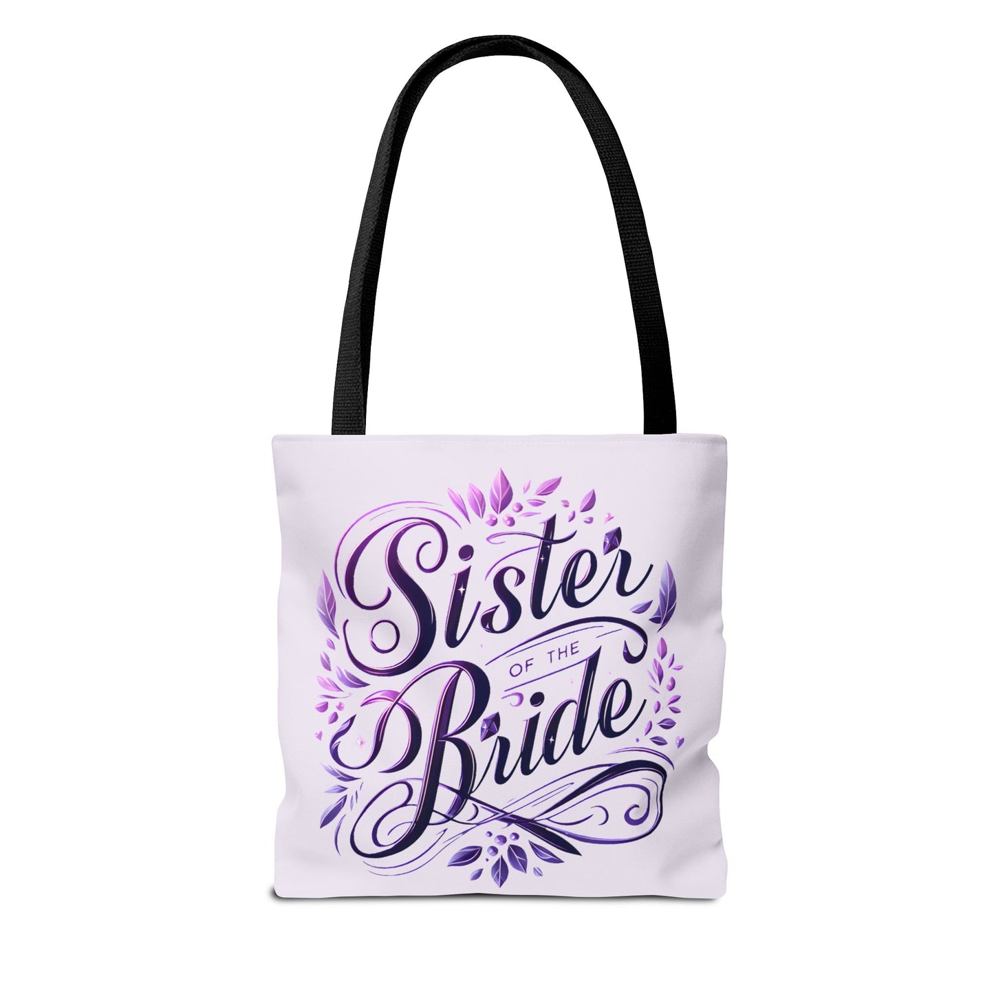Sister of the Bride Tote Bag – Wedding Party Gift, Bridal Shower Accessory, Purple Floral Design