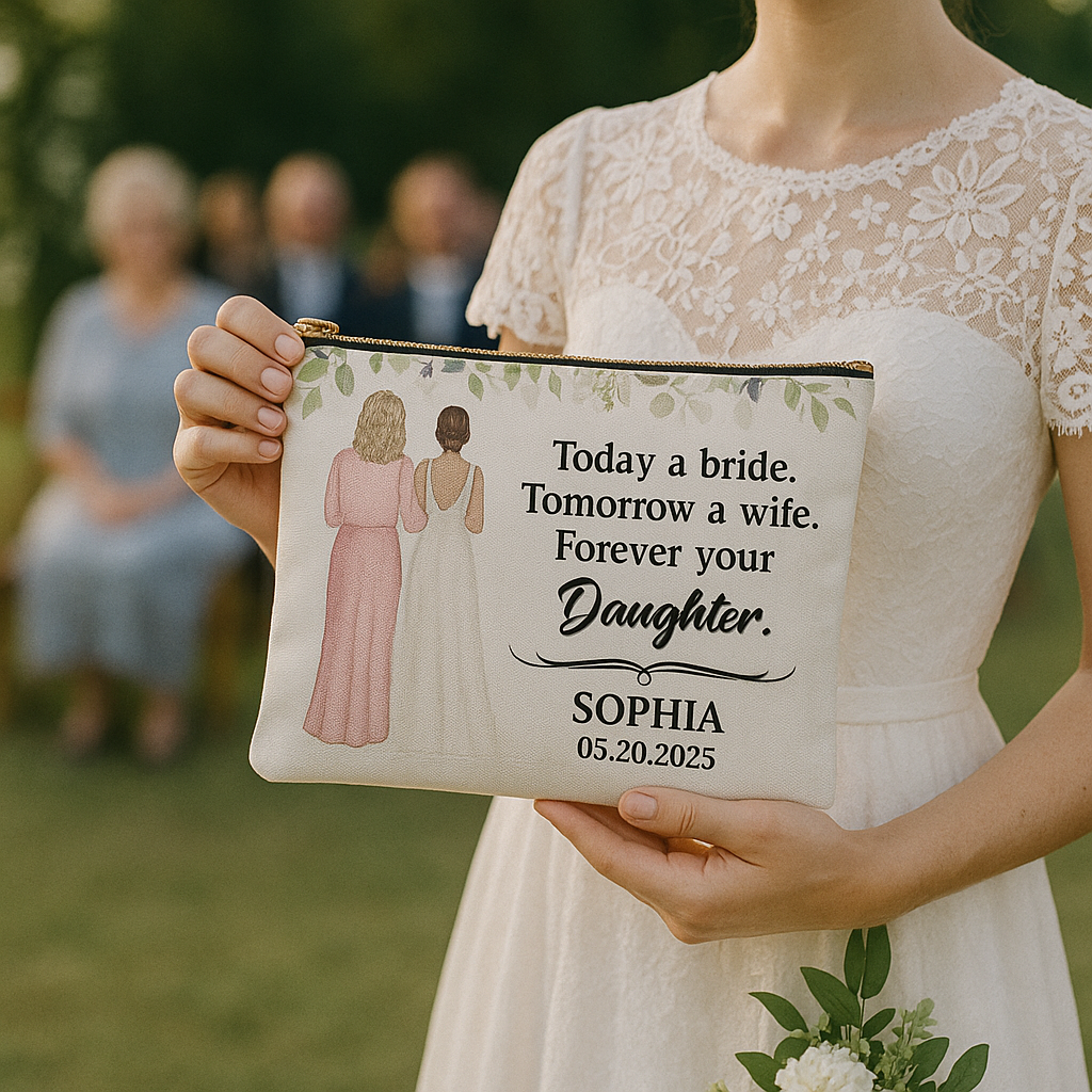 Custom Wedding Makeup Bag – "Forever Your Daughter" Gift from Bride to Mom