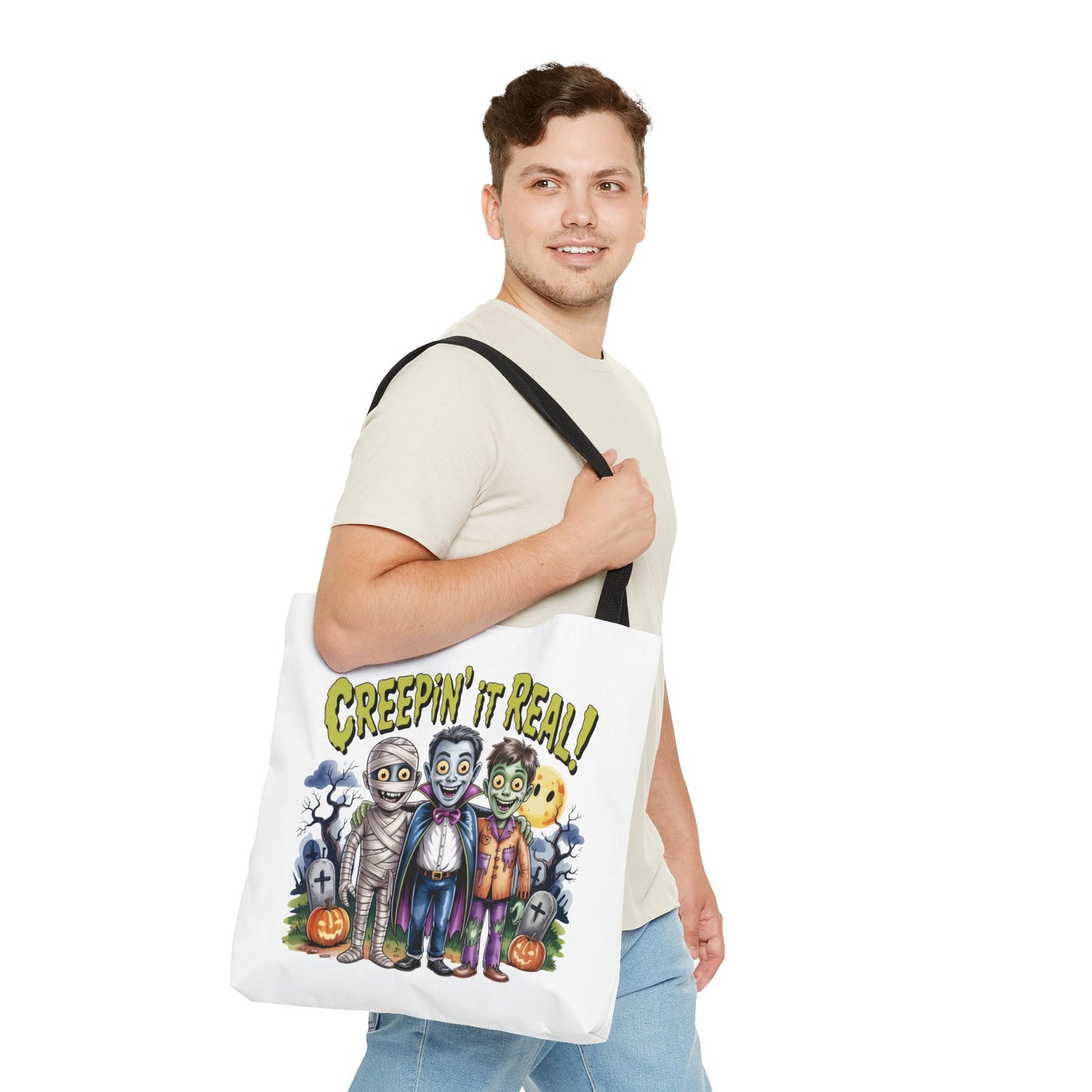 Creepin' It Real Halloween Tote Bag – Funny Trick-or-Treat Bag for Kids & Adults