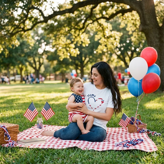 4th of july mama shirt personalized family names