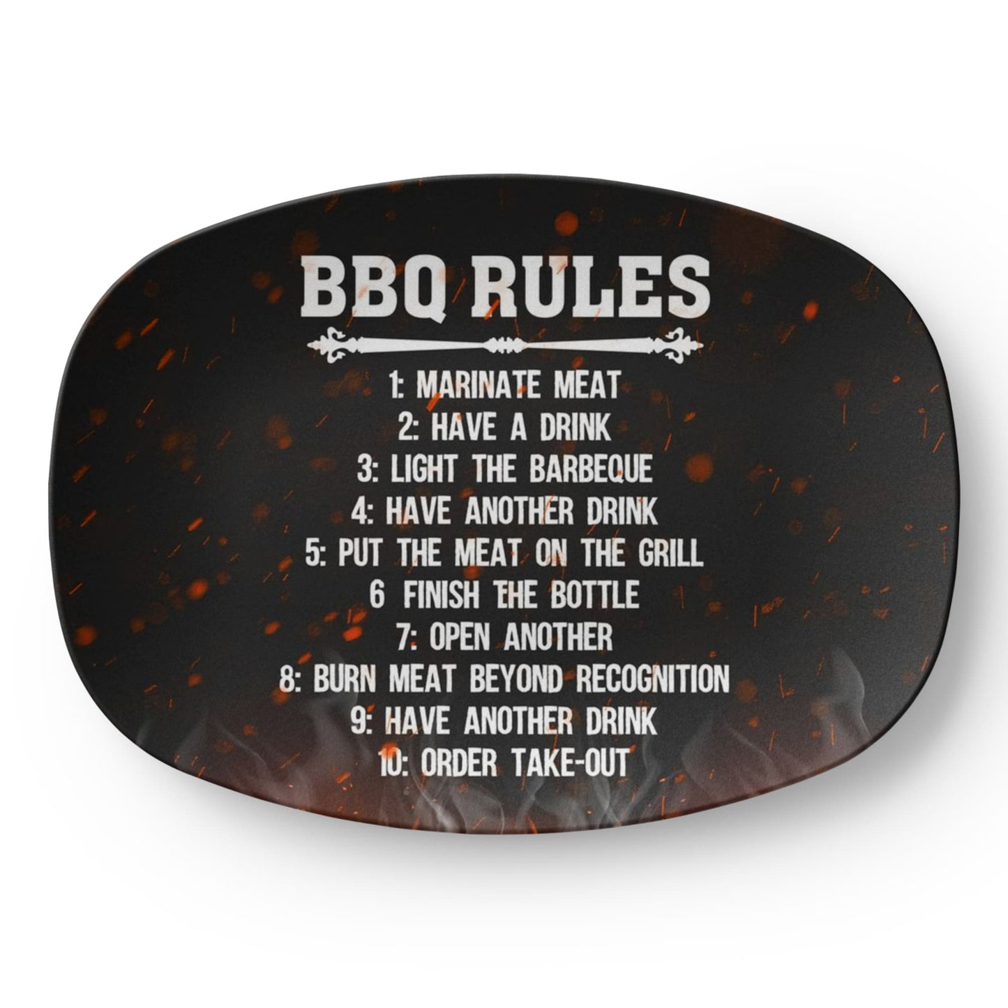 Funny BBQ Rules Serving Platter – Hilarious Grilling Gift for BBQ Lovers