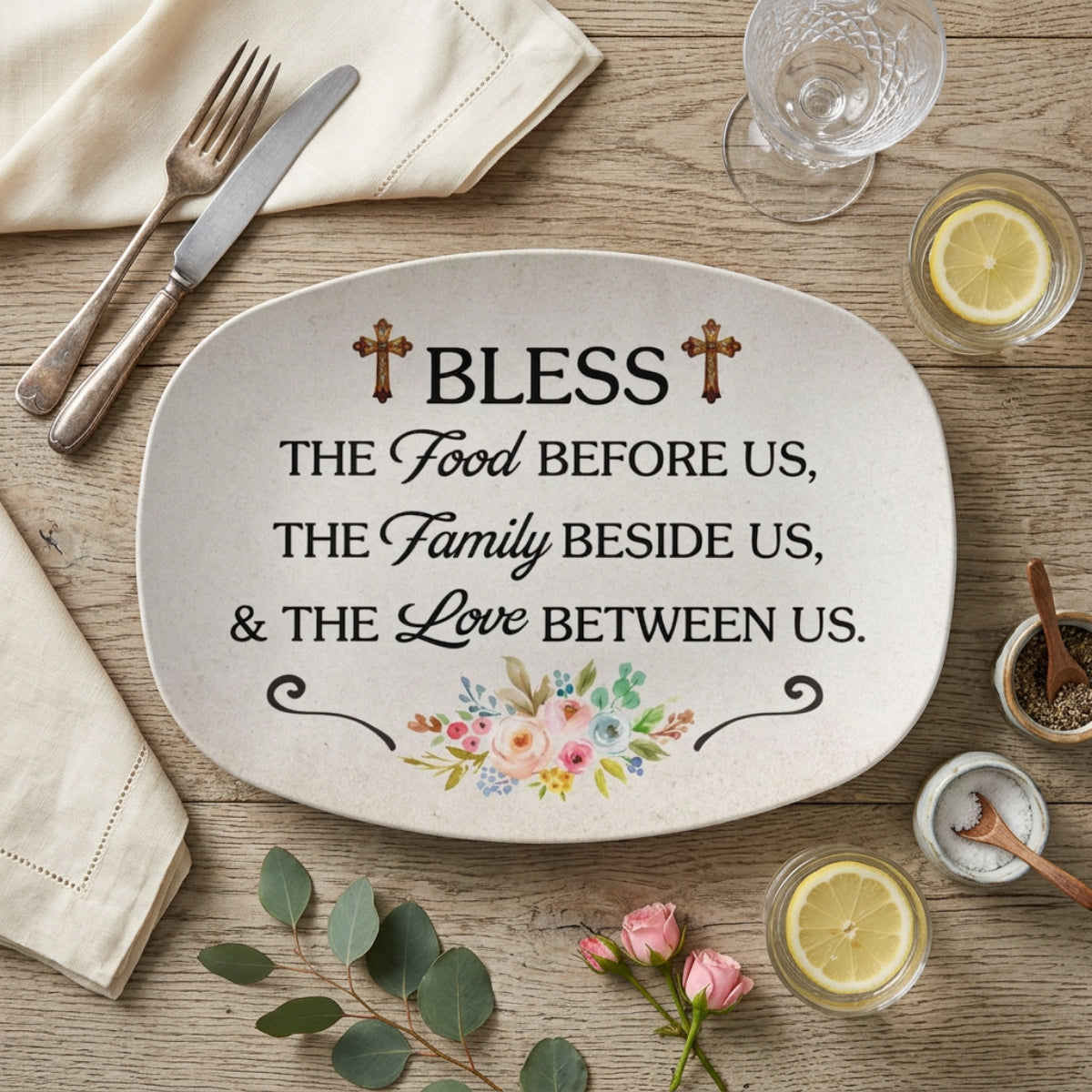 To My Mom - Bless This Food Decorative Platter – Christian Kitchen or Dining Room Table Decor