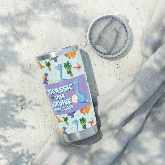 π Jurassic Task: Survive Math Class β Funny Dinosaur Kids Tumbler | 20oz Stainless Steel